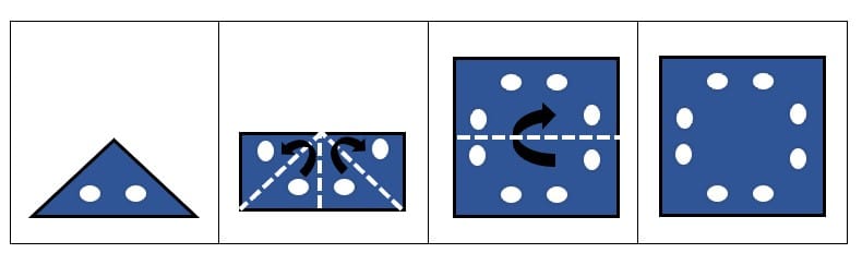 CAT4 Figure Analysis correct answer — showing 8 holes distributed across the unfolded paper, matching option D
